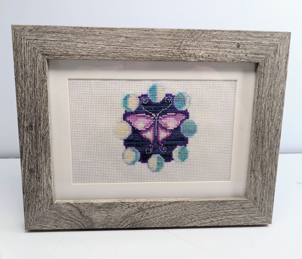 Framed Lunar Moth Cross Stitch